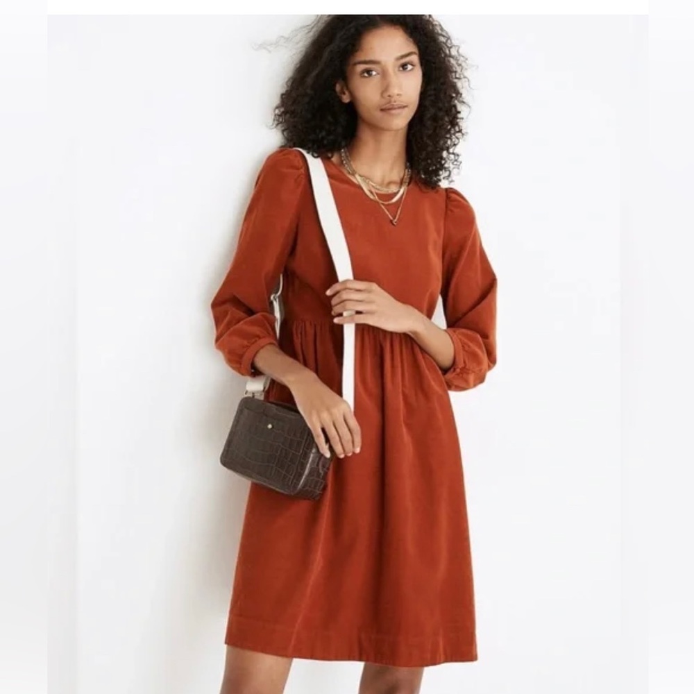 Madewell corduroy zip up dress with pockets